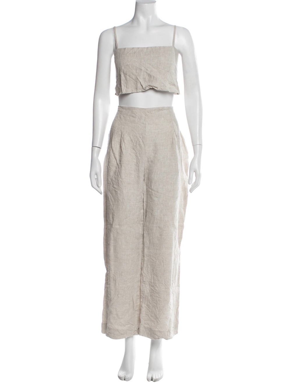 Reformation Beige Linen Wide-Leg Pant Set